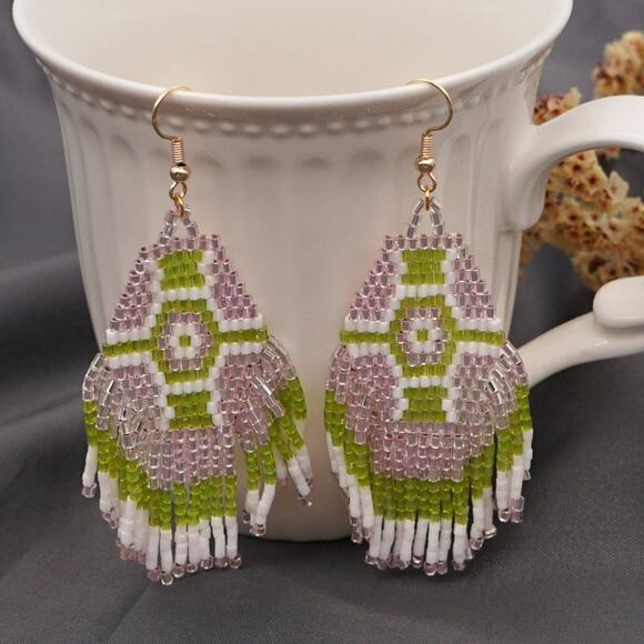 Boho Handmade Colorful Beaded Tassel Earrings - Picture 4 of 6